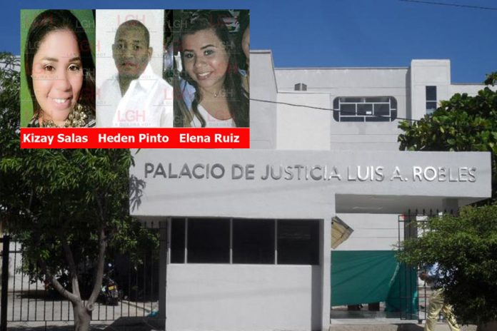 En recuadro las tres personas a quienes se les legalizaron las capturas. Imagen principal Palacio de Justicia de Riohacha, Luis Antonio Robles.
